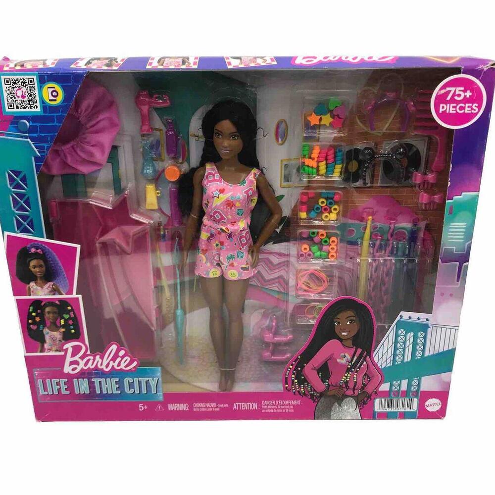 Barbie Dolls Playset Hairstyling Braid & Hair Care Accessories 75-Piece Set